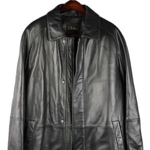 $598 Cole Haan Men's Black Genuine Leather Jacket Size Medium